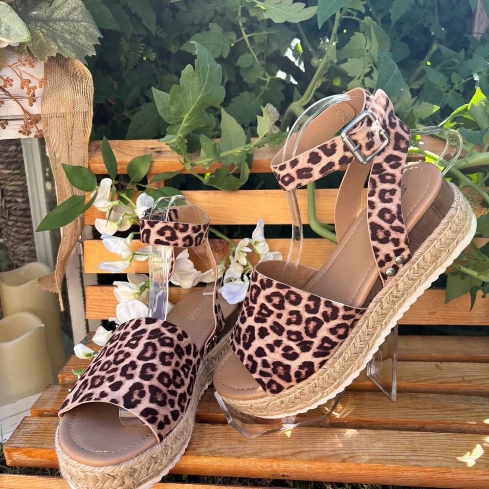Soda Leopard Print‎ Espadrille Sandals